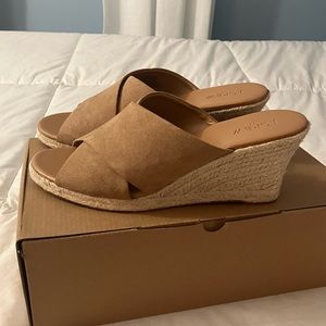 J Crew suede peep toe espadrille wedges - new size 9.5